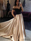 Off Shoulder A-line Prom Dresses, Satin Prom Dresses, Long Prom Dresses, Cheap Prom Dresses, PD0636