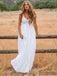 V-neck Lace Top Long A-line Backless Country Wedding Dresses, WD0275