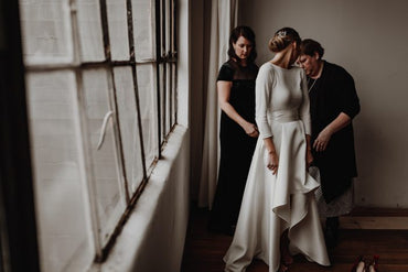 Long Sleeves Hi-low Ivory V-back Simple Wedding Dresses, WD0291