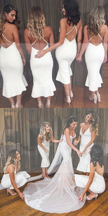 Strap V-neck Bridesmaid Dresses, Mermaid Bridesmaid Dresses, Long Bridesmaid Dresses, WG030