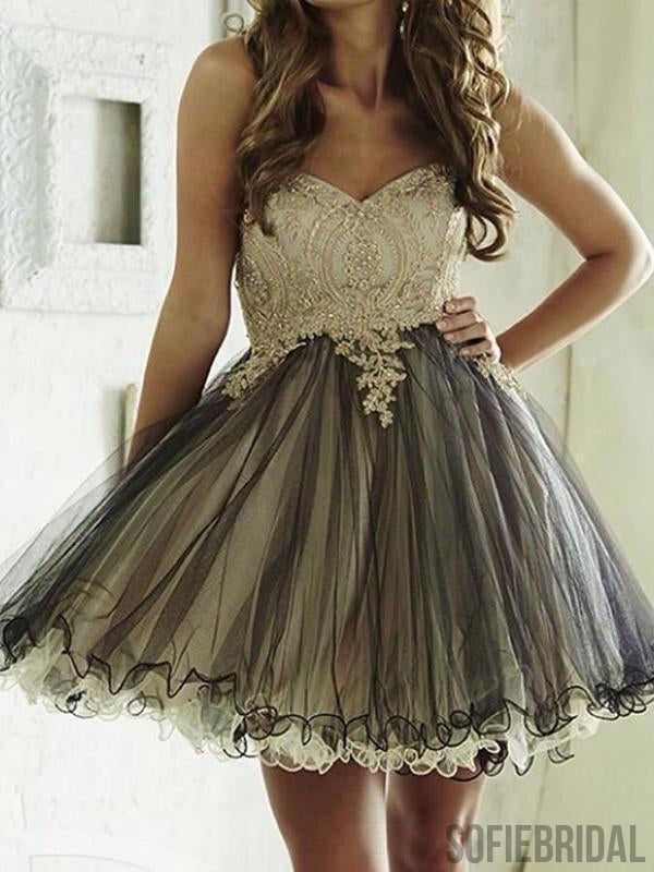 Cheap Cute Simple Lace Grey Homecoming Dresses 2018, CM489