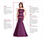 Halter Floor-length Deep V-neck Red Long Bridesmaid Dresses, BD1034