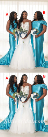 Mismatched Sexy Soft Satin Sleeveless Mermaid Floor Length Bridesmaid Dressses,SFWG00464