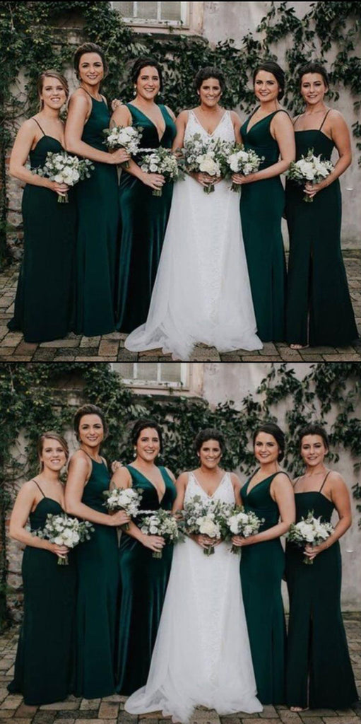 Mismatched Elegant Dark Green Floor Length Mermaid Bridesmaid Dresses, SFWG00428