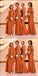 Mismatched Orange Satin Sheath Elegant Bridesmaid Dresses, SFWG00418