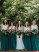 A-line Straps V-neck Sleeveless Long Tulle Bridesmaid Dresses, BD1082
