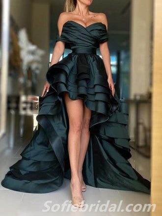 Sexy Satin Sweetheart High Low Long Prom Dresses,SFPD0230