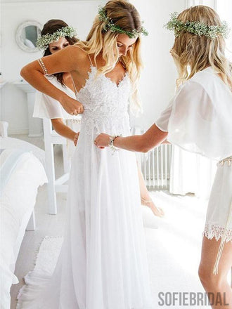 Sexy Backless Unique Casual Cheap Beach Wedding Dresses, WD311