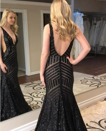 Deep V-neck Sequin Prom Dresses, Mermaid Prom Dresses, Long Prom Dresses, Prom Dresses, PD0626