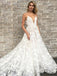V-neck Long A-line Lace Wedding Dresses, Popular Wedding Dresses, WD0279