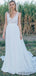 V-neck Lace Chiffon Long A-line Simple Country Wedding Dresses, WD0299