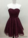 Sweetheart Cute Simpe Maroon Short Lace Homecoming Dresses 2018, CM491