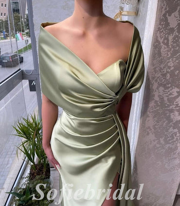 Sexy Satin Sleeveless Side Slit Mermaid Long Prom Dresses,SFPD0739