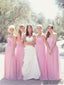 Sweetheart Floor-length Pink Chiffon Long Bridesmaid Dresses, BD0576