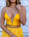 Strapless Yellow Prom Dresses, Side Slit Prom Dresses, Cheap Prom Dresses, PD0721