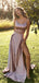 A-Line Sexy Backless Cheap Straps Long Prom Dresses With Split, PD0064