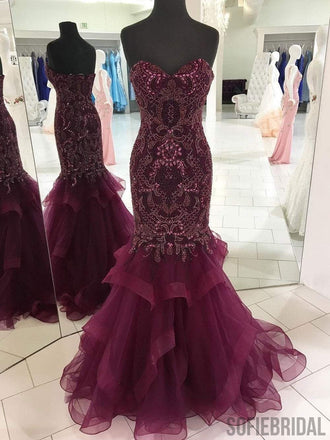 Sweetheart Prom Dresses, Beaded Prom Dresses, Mermaid Prom Dresses, Prom Dresses, PD0665