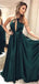 A-line Halter Green Backless Long Popular Prom Dresses, PD0057