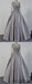 Long Sleeves Prom Dresses, Grey Prom Dresses, Satin Prom Dresses, Beaded Prom Dresses, PD0682