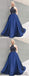 Halter Rhinestone Beaded Prom Dresses, Satin A-line Prom Dresses, Cheap Prom Dresses, PD0666