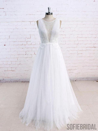 Sexy See Through Scoop Unique Lace Cheap Dresses For Wedding, WD395