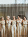 Mismatched Gold Sequin Long A-line Bridesmaid Dresses, PD0909