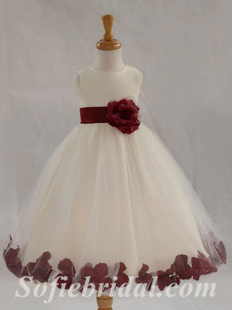 Lovely Tulle Spaghettti Straps A-Line Flower Girl Dresses With Bow-Knot, FGS0035