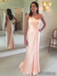 One-shoulder Sheath Simple Long Bridesmaid Dresses With Pleats, BD0572