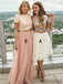 Two-pieces Sequins Top Short Sleeves Tulle Bridesmaid Dresses, BD1043