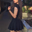 Sexy Two Pieces Black Cap Sleeve Cheap Homecoming Dresses 2018, CM430